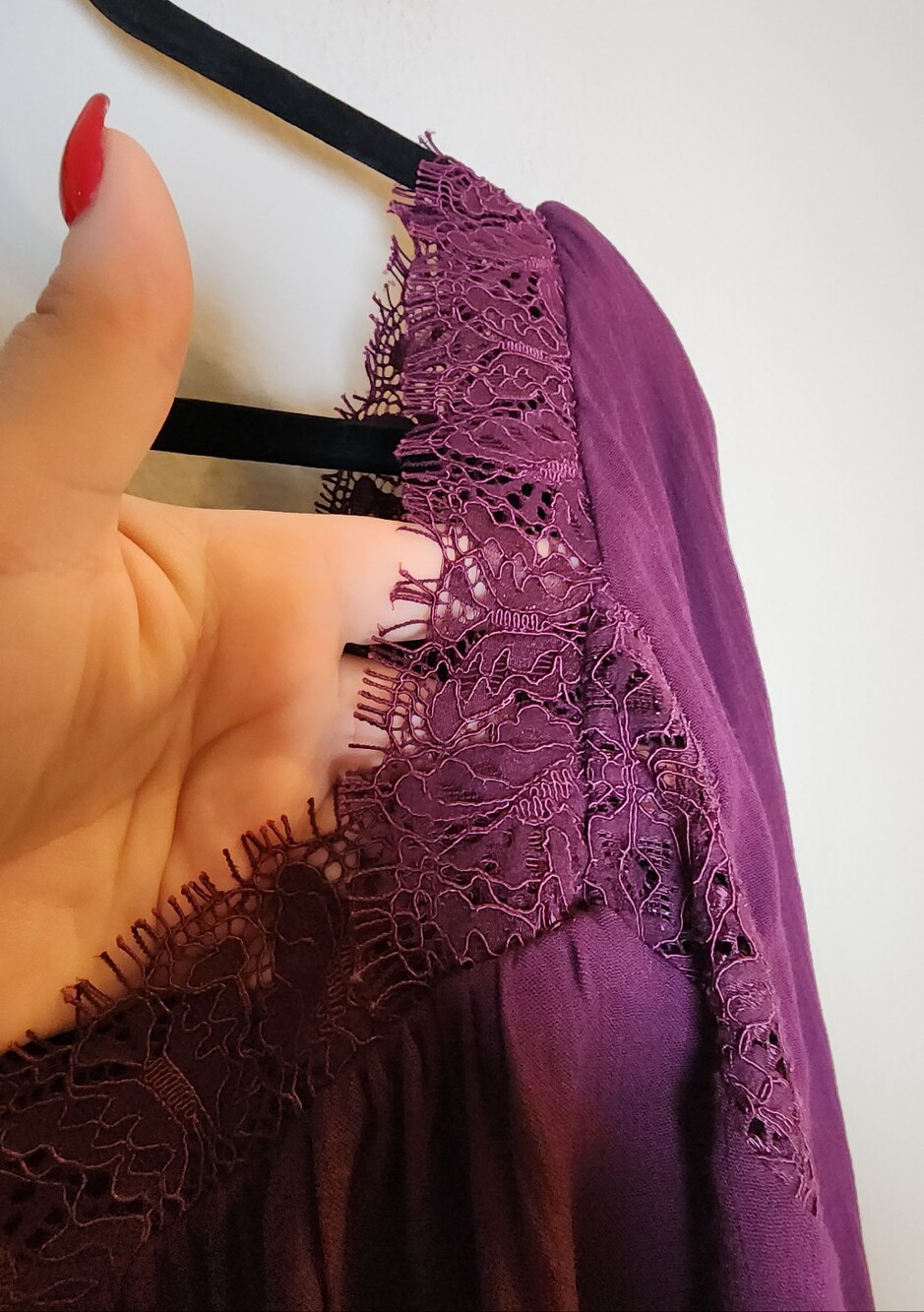 NWT Free People Flutter By Lace Blouse Top Purple Size L Prairie Boho Peasant - Picture 3 of 16